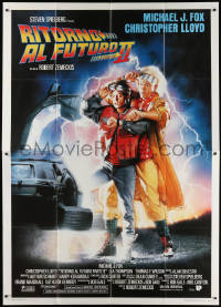 9f206 BACK TO THE FUTURE II Italian 2p 1989 art of Michael J. Fox & Christopher Lloyd by Drew!