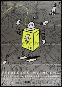 9f024 ESPACE DES INVENTIONS 35x50 Swiss museum exhibition 2000s art of robot & blueprints!