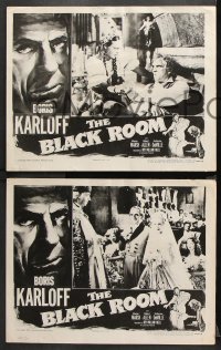 9g069 BLACK ROOM 8 LCs R1955 Robert Allen, great images of creepy Boris Karloff!