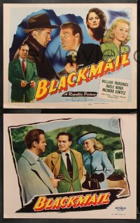 9g070 BLACKMAIL 8 LCs 1947 William Marshall, Adele Mara, Ricardo Cortez, cool film noir!