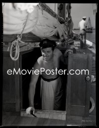 9h045 CLARK GABLE camera original 8x10 negative 1936 barechested going below boat deck by Bull!