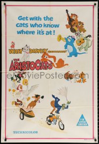 9j419 ARISTOCATS Aust 1sh 1971 Walt Disney feline jazz musical cartoon, great colorful image!