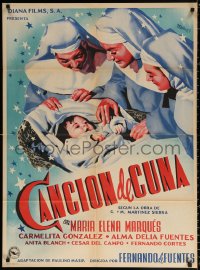 9j027 CANCION DE CUNA Mexican poster 1953 artwork of three nuns with baby by Josep Renau!