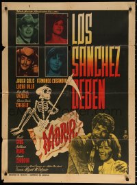 9j046 LOS SANCHEZ DEBEN MORIR Mexican poster 1966 Miguel M. Delgado, Javier Solis in title role!