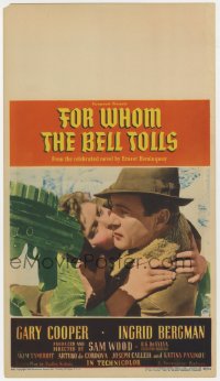 9m003 FOR WHOM THE BELL TOLLS mini WC 1943 art of Gary Cooper & Ingrid Bergman, Hemingway!