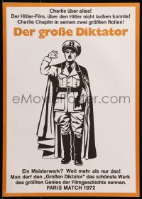 9p061 GREAT DICTATOR German 12x19 R1972 Charlie Chaplin directs and stars, wacky WWII comedy!