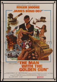 9p012 MAN WITH THE GOLDEN GUN Indian 1974 art of Roger Moore as James Bond by Robert McGinnis!