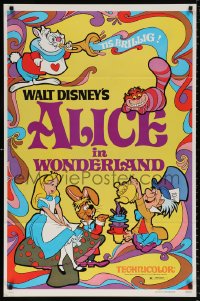 9r430 ALICE IN WONDERLAND 1sh R1981 Walt Disney Lewis Carroll classic, cool psychedelic art