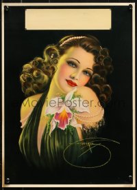 9r016 CALENDAR SAMPLE calendar 1939 close-up Billy DeVorss art of gorgeous woman wearing green!