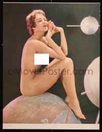 9r018 CALENDAR SAMPLE calendar 1950s sexy image of a nude woman and planets, In Orbit!