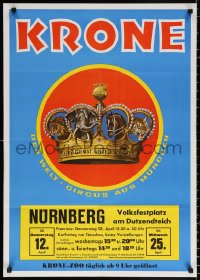9r011 CIRCUS KRONE 23x33 German circus poster 1980s great art of crown with many big top animals!