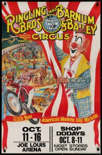 9r014 RINGLING BROS & BARNUM & BAILEY CIRCUS 23x36 circus poster 1982 Joe Louis Arena in Detroit!