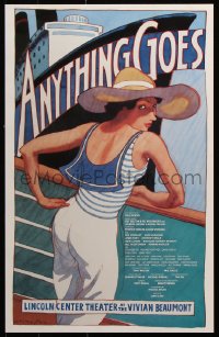 9r132 ANYTHING GOES 14x22 stage poster 1987 Patti LuPone in Cole Porter's musical!