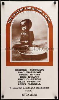 9r035 CONCERT FOR BANGLADESH 14x24 music poster 1972 rock & roll benefit show, starving child!