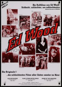 9r024 ED WOOD 23x33 German film festival poster 1990s Glen or Glenda, Plan 9, many wacky images!