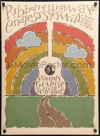 9r040 RIBBON OF HIGHWAY ENDLESS SKYWAY 19x26 music poster 2008 rainbow and guitar, Woody Guthrie!