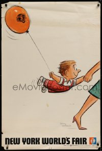 9r191 1964 NEW YORK WORLD'S FAIR 28x42 travel poster 1964 boy and balloon by Whitney Darrow Jr.!