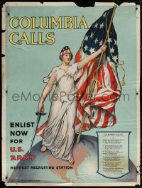 9r057 COLUMBIA CALLS 30x40 WWI war poster 1916 art by V. Aderente & Frances Adams Halsted!