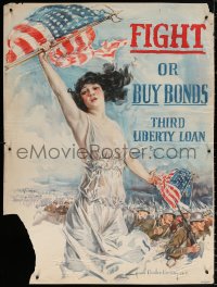 9r058 FIGHT OR BUY BONDS 30x40 WWI war poster 1917 striking Howard Chandler Christy art, very rare!