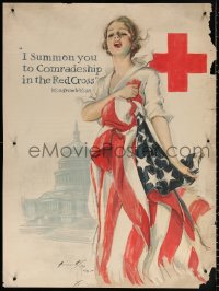 9r063 I SUMMON YOU TO COMRADESHIP IN THE RED CROSS 30x40 WWI war poster 1918 Harrison Fisher art!