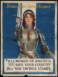 9r071 WOMEN OF AMERICA SAVE YOUR COUNTRY 30x40 WWI war poster 1918 Joan of Arc by Haskell Coffin!