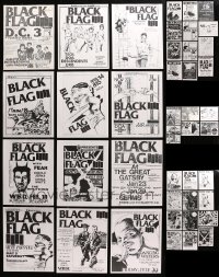 9s051 LOT OF 42 BLACK FLAG REPRO FLYERS AND PRESS PACKETS 1990s cool art for old concert posters!