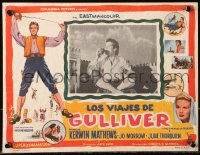 9t319 3 WORLDS OF GULLIVER Mexican LC 1960 Ray Harryhausen, giant Kerwin Mathews in tiny castle!