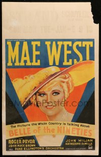 9t018 BELLE OF THE NINETIES WC 1934 art of sexy Mae West, the whole country is talking about it!