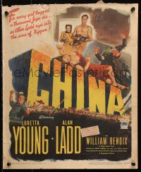 9t027 CHINA WC 1943 for every girl trapped, Alan Ladd rips into the Sons of Nippon!