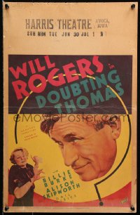 9t035 DOUBTING THOMAS WC 1935 great huge headshot of Will Rogers staring at Billie Burke!
