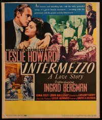 9t070 INTERMEZZO WC 1939 famous violinist Leslie Howard loves pretty pianist Ingrid Bergman!