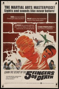 9w053 5 FINGERS OF DEATH 1sh 1973 martial arts masterpiece with sights & sounds like never before!