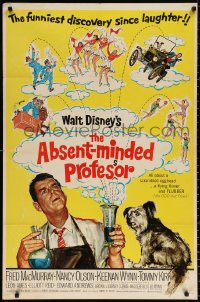 9w059 ABSENT-MINDED PROFESSOR 1sh R1967 Walt Disney, Flubber, Fred MacMurray in title role!