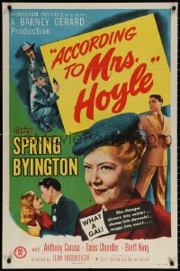 9w061 ACCORDING TO MRS HOYLE 1sh 1951 Anthony Caruso, Spring Byington What a Gal!