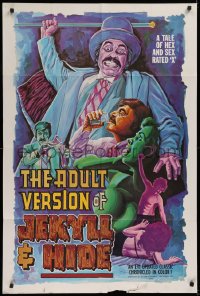 9w062 ADULT VERSION OF JEKYLL & HIDE 1sh 1973 a tale of hex & sex, rated-X, wild horror art!