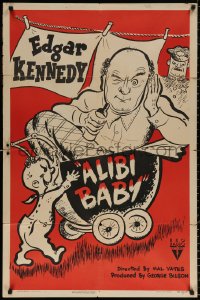9w071 ALIBI BABY 1sh 1945 Hal Yates short, wacky art of baby pushing Edgar Kennedy in stroller!