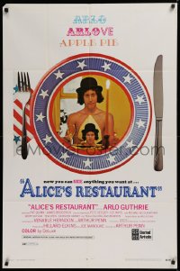 9w076 ALICE'S RESTAURANT 1sh 1970 Arlo Guthrie, musical comedy directed by Arthur Penn, GP-rated!