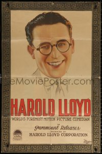 9w445 HAROLD LLOYD 1sh 1920s World's Foremost Motion picture Comedian, great art, ultra-rare!
