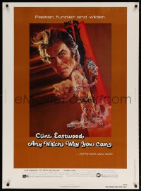 9x091 ANY WHICH WAY YOU CAN 30x40 1980 cool artwork of Clint Eastwood & Clyde by Bob Peak!
