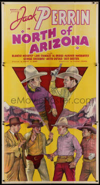 9x026 NORTH OF ARIZONA 3sh 1935 stone litho of cowboy Jack Perrin catching bad guys!