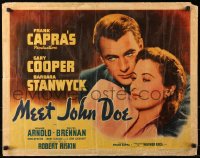 9x047 MEET JOHN DOE style B 1/2sh 1941 Frank Capra, c/u of Gary Cooper & Barbara Stanwyck, rare!