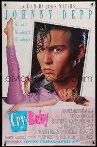 9x066 CRY-BABY half subway 1990 directed by John Waters, Johnny Depp is a doll, Amy Locane!