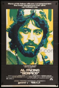 9x075 SERPICO half subway 1974 great image of undercover cop Al Pacino, Sidney Lumet crime classic!