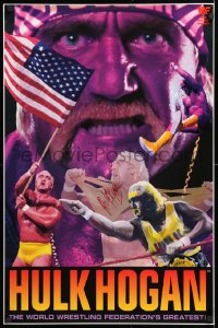 9y042 HULK HOGAN signed 23x35 commercial poster 1992 The World Wrestling Federation's Greatest!