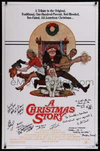 9y069 CHRISTMAS STORY signed 27x41 REPRO poster 1990s by Bob Clark, Peter Billingsley & SIX others!