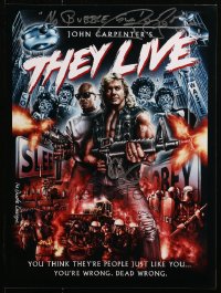 9y077 THEY LIVE signed 12x16 REPRO poster 1988 by BOTH director John Carpenter AND Roddy Piper!