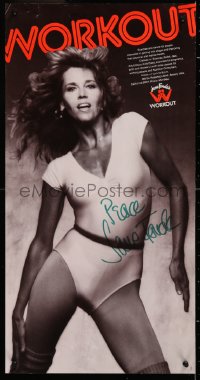 9y059 JANE FONDA signed 15x28 special poster 1980s by the star, sexy image, the complete workout!