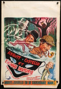 9z628 ABBOTT & COSTELLO MEET THE INVISIBLE MAN Belgian 1951 Bos art of Bud & Lou with monster!