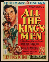 9z630 ALL THE KING'S MEN Belgian 1950 Louisiana Governor Huey Long biography w/Broderick Crawford!