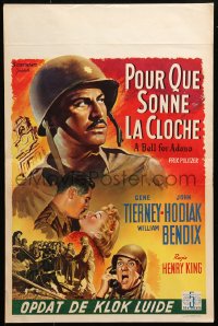 9z636 BELL FOR ADANO Belgian 1945 pretty Gene Tierney & WWII soldier John Hodiak, John Hersey!